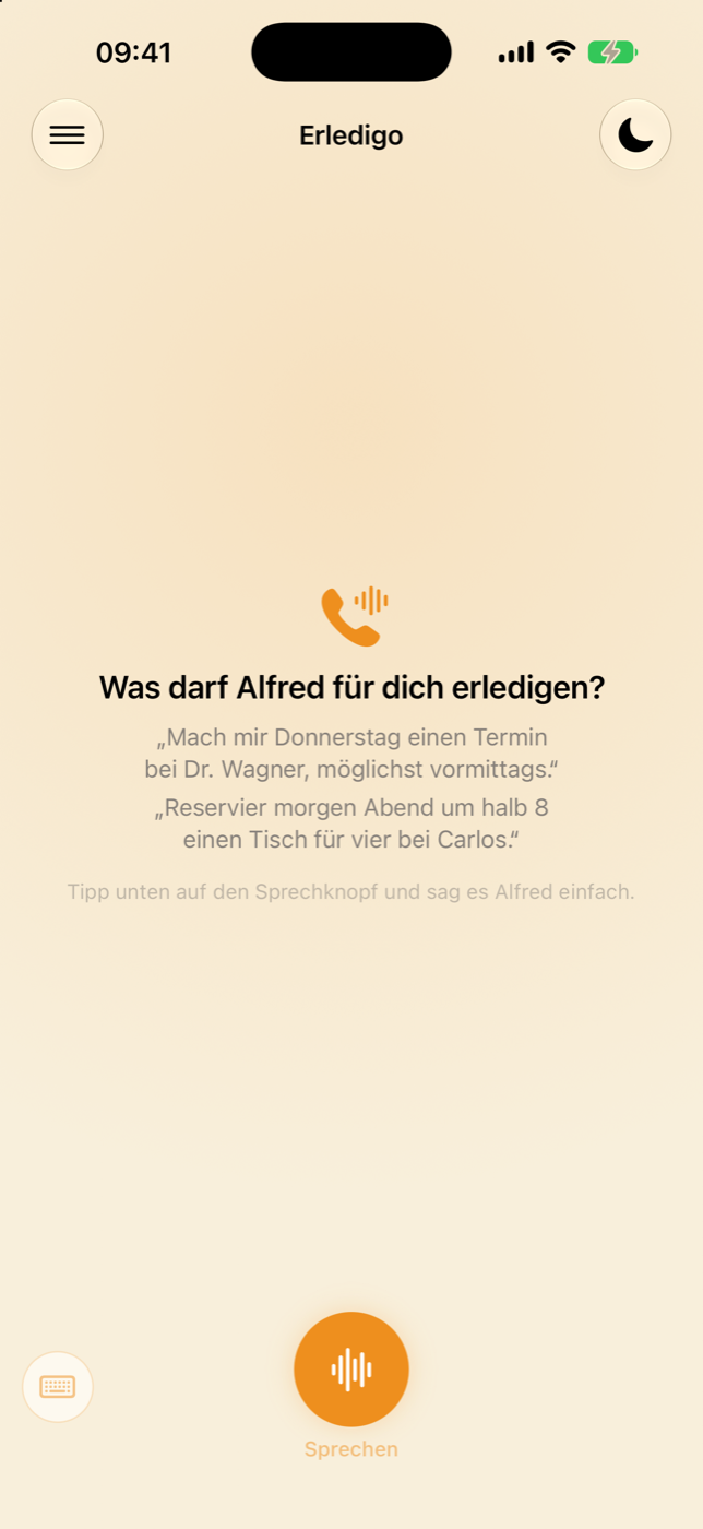 Startbildschirm: Was darf Alfred für dich erledigen?